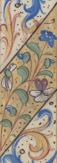 Illuminated leaf from a Book of Hours (1 parchment fragment, 2 pages, recto),  Paris, c. 1500 – 1550, 160 x 100 mm. SLSA RBR  091 M489 b.