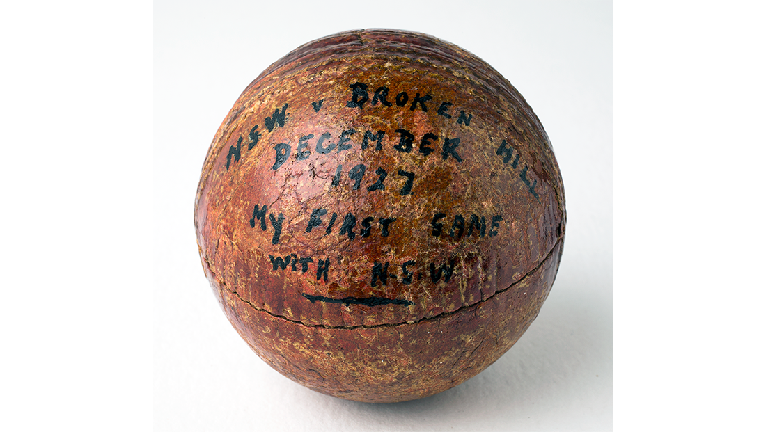 Cricket ball used in a match, New South Wales, Broken Hill, 1927 [PRG 682/3/22/1]