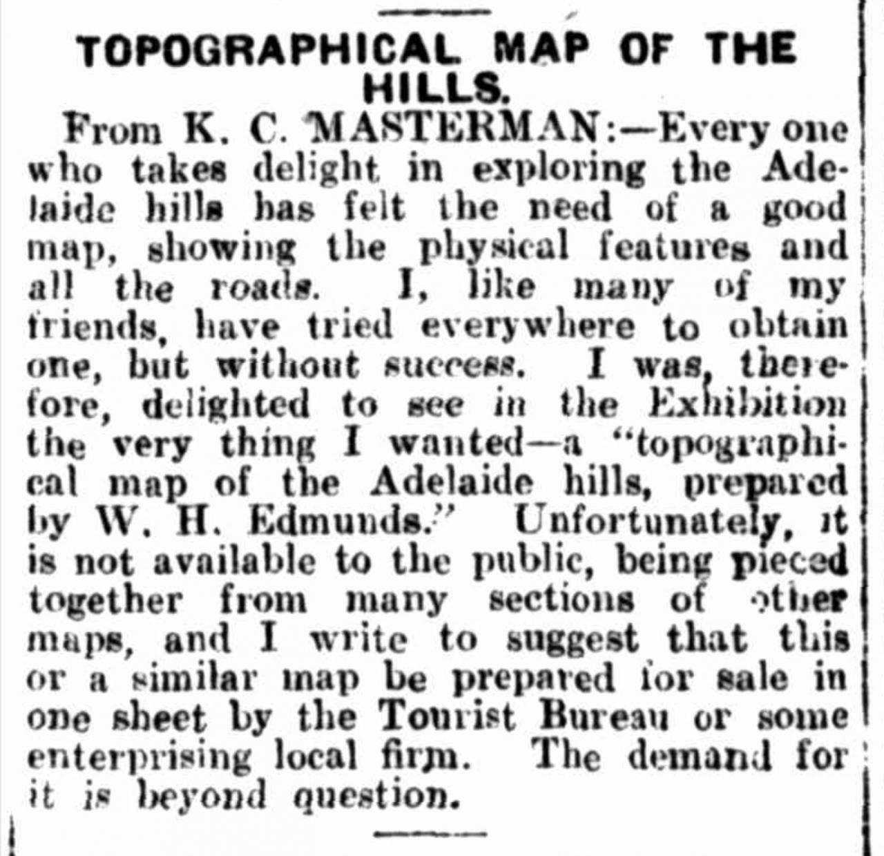 Topographical Map of the Hills. Observer 18 April 1925, NLA: Trove.