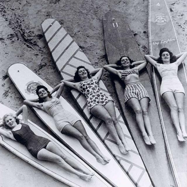 Surf sirens, Manly beach, New South Wales, c. 1940. National Library of Australia [NLA.obj-143539670] 